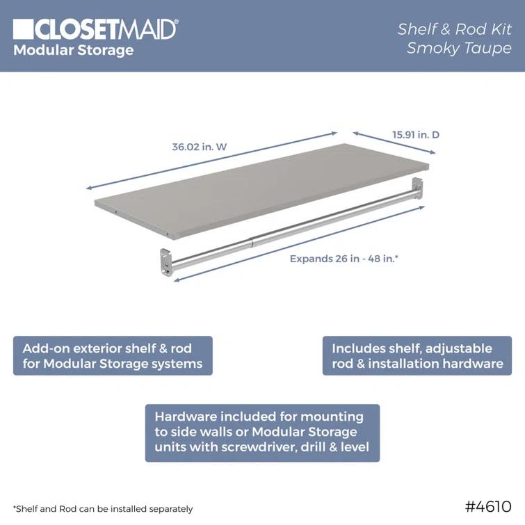 Modular Storage 36.02" W Shelf & Closet Rod