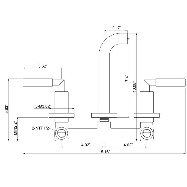 10.08" Widespread Bathroom Faucet 3 Hole, 2-handle Bathroom Sink Faucet with Drain Assembly