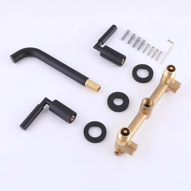 10.08" Widespread Bathroom Faucet 3 Hole, 2-handle Bathroom Sink Faucet with Drain Assembly