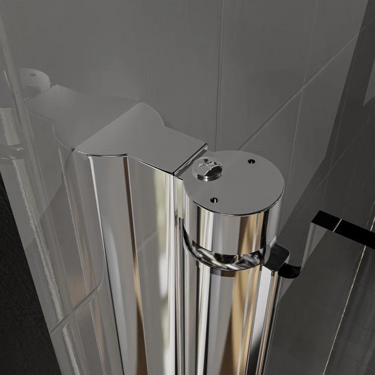 37-3/8 In Semi-Frameless Pivot Shower Door in Chrome With Clear Glass
