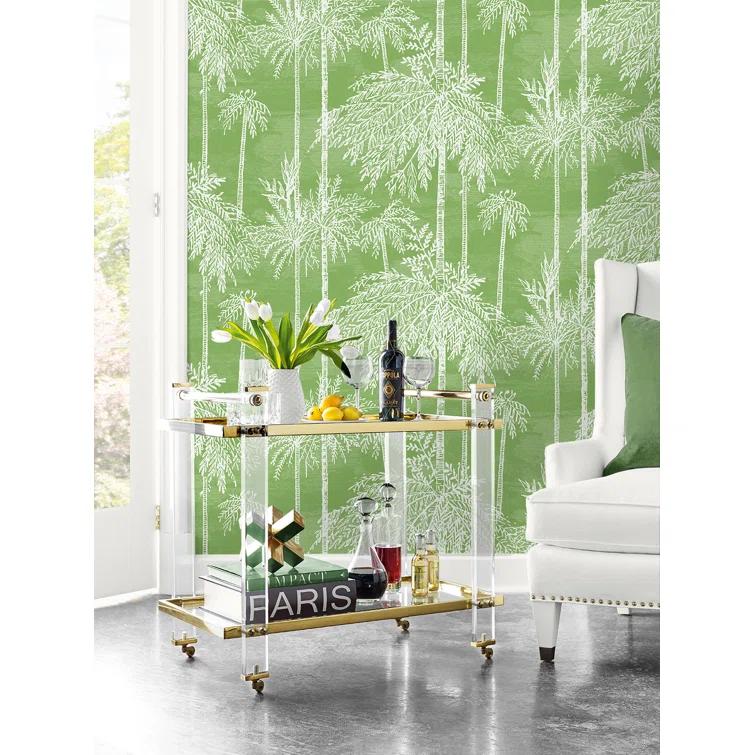 Summer Fern Green Palm Grove Vinyl Wallpaper Roll