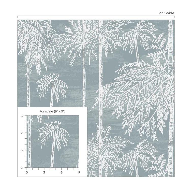 Bluestone Palm Grove Embossed Vinyl Wallpaper Roll