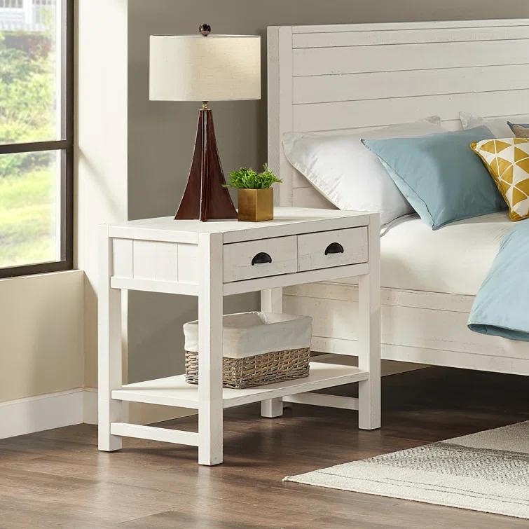 Arden 28" W Bohemian Style Rectangular Nightstand With 2 Drawers 1 Open Shelf With Hidden Fasteners