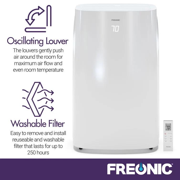 Freonic 6,000 BTU Portable Air Conditioner with Dehumidifier, 115V for up to 300 Sq. Ft. in White