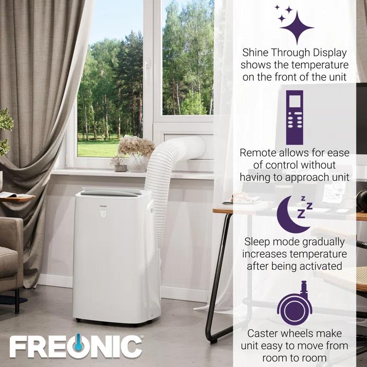 Freonic 6,000 BTU Portable Air Conditioner with Dehumidifier, 115V for up to 300 Sq. Ft. in White
