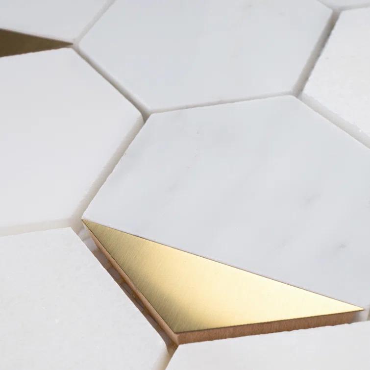 Natural Bianco 3" x 3" Marble Honeycomb Mosaic Wall Tile