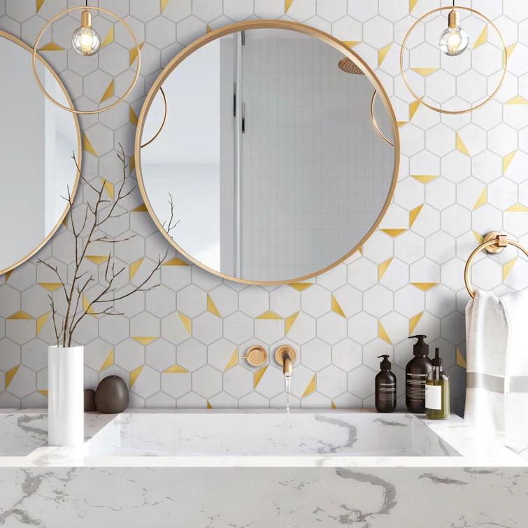 Natural Bianco 3" x 3" Marble Honeycomb Mosaic Wall Tile