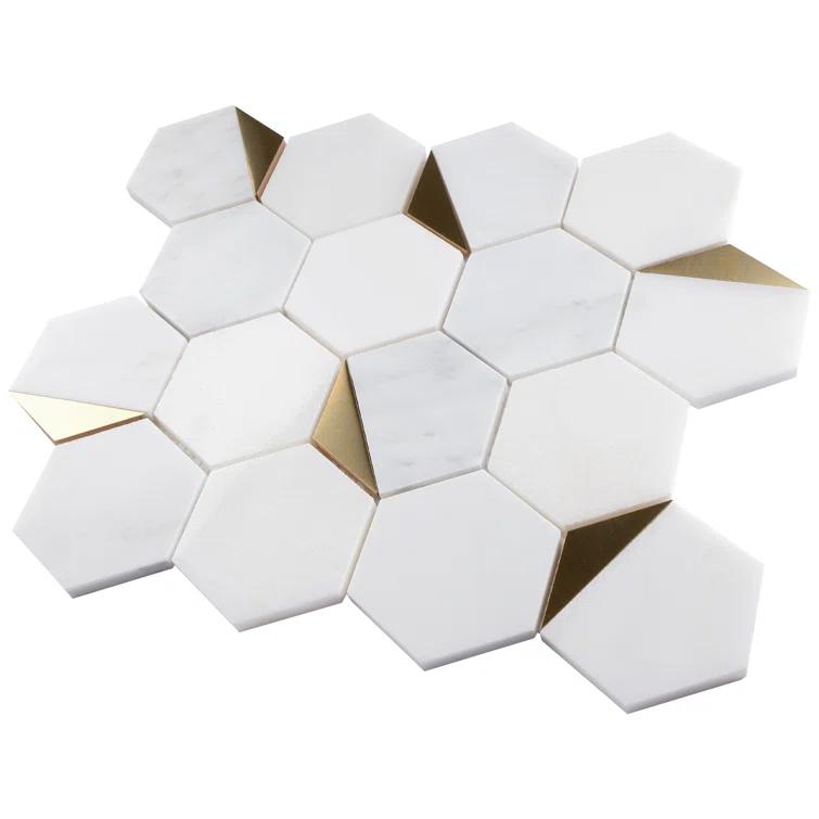 Natural Bianco 3" x 3" Marble Honeycomb Mosaic Wall Tile