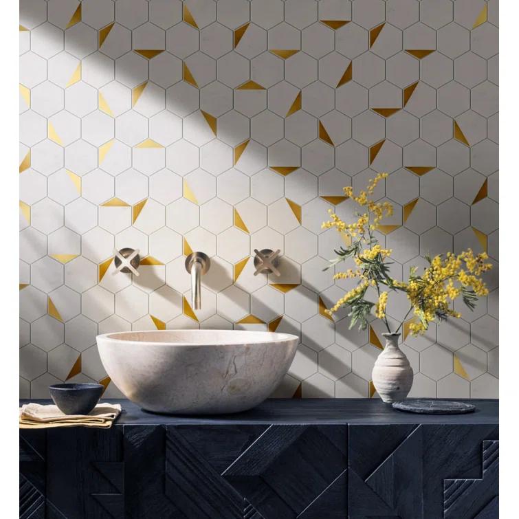 Natural Bianco 3" x 3" Marble Honeycomb Mosaic Wall Tile