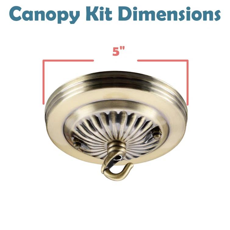Aspen Creative 21514-21 Canopy Kit, 5"D with Hook, 7/16" Center Hole, Antique Brass