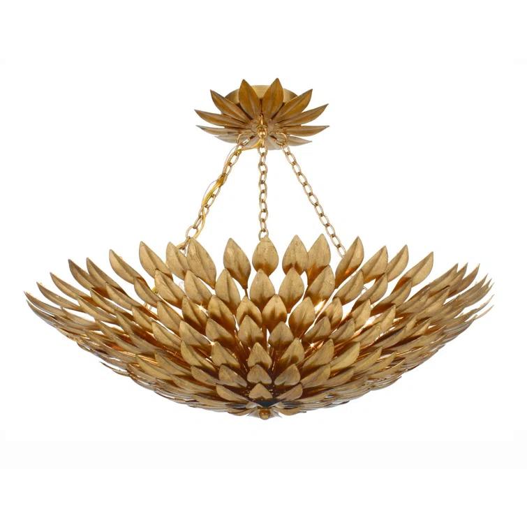 517-GA-Crystorama Lighting-Broche - Six Light Chandelier in Timeless Style - 24.5 Inches Wide by 11 Inches High-Antique Gold Finish