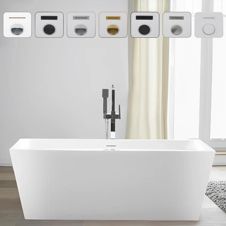 Elena 59" x 30" Freestanding Soaking Acrylic Bathtub
