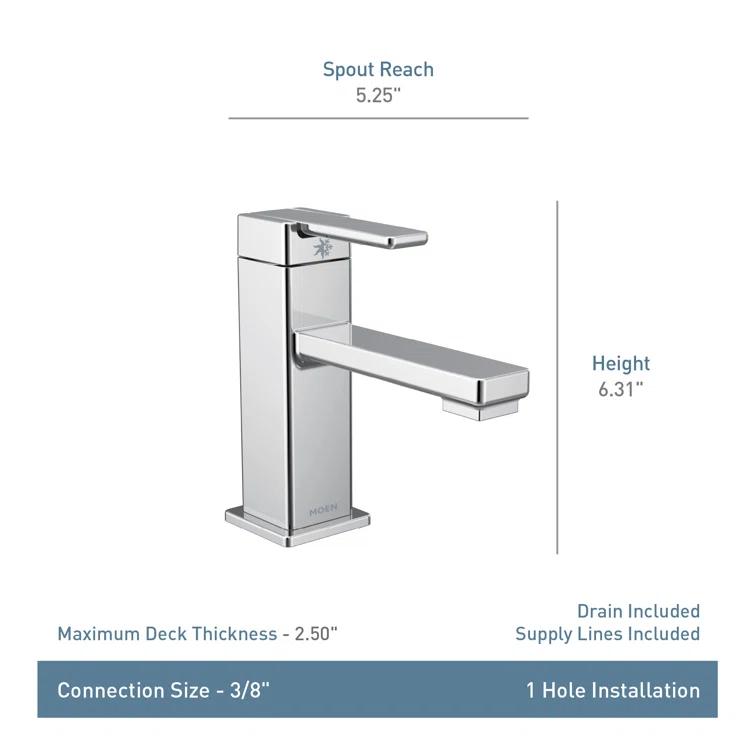 90 Degree Single Hole Bathroom Faucet with Drain Assembly