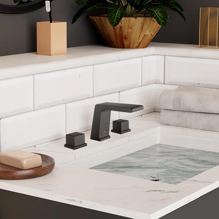 CASAINC Widespread Faucet 2-Handle Bathroom Faucet with 3 Holes and Pop Drain M1370-MB