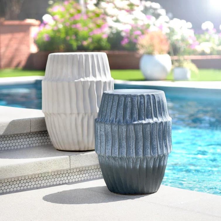 Jamie Young Co Algae Hollow Center Coastal Ceramic Side Table in White