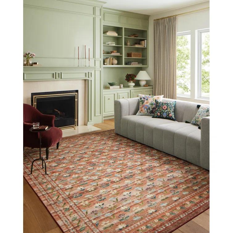 Rifle Paper Co. x Loloi Courtyard Terracotta Area Rug feat. CloudPile
