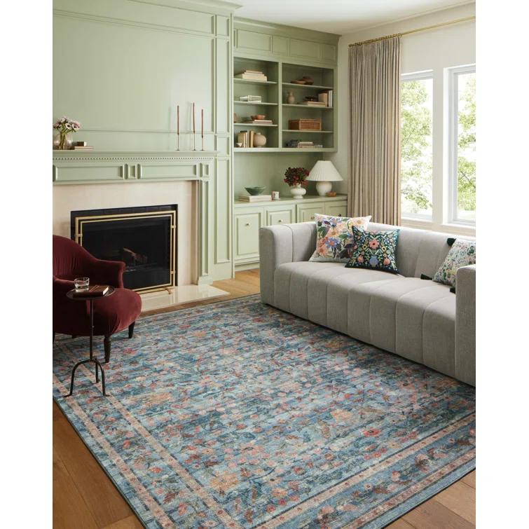 Rifle Paper Co. x Loloi Courtyard Blue Area Rug feat. CloudPile