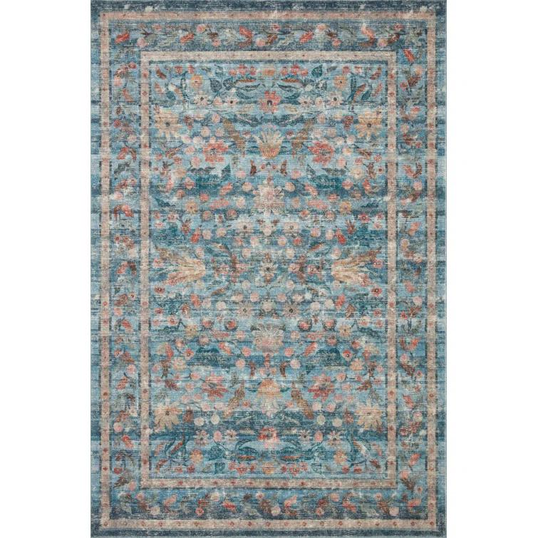 Rifle Paper Co. x Loloi Courtyard Blue Area Rug feat. CloudPile