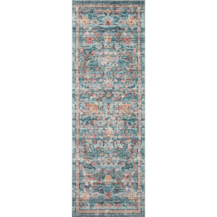 Rifle Paper Co. x Loloi Courtyard Blue Area Rug feat. CloudPile
