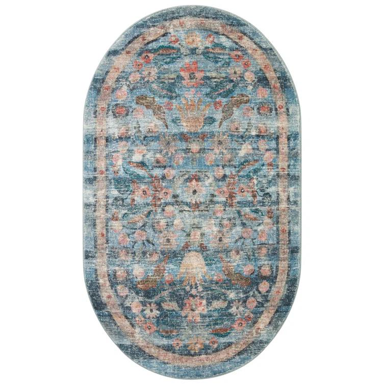 Rifle Paper Co. x Loloi Courtyard Blue Area Rug feat. CloudPile