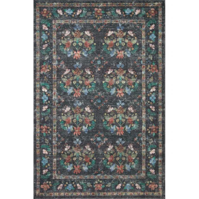 Rifle Paper Co. x Loloi Courtyard Charcoal Area Rug feat. CloudPile
