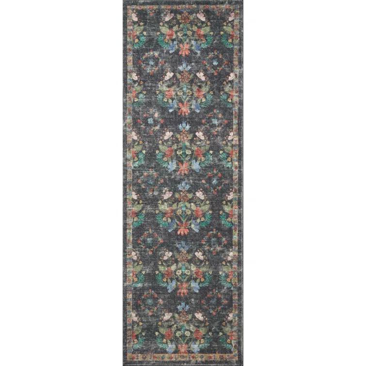 Rifle Paper Co. x Loloi Courtyard Charcoal Area Rug feat. CloudPile