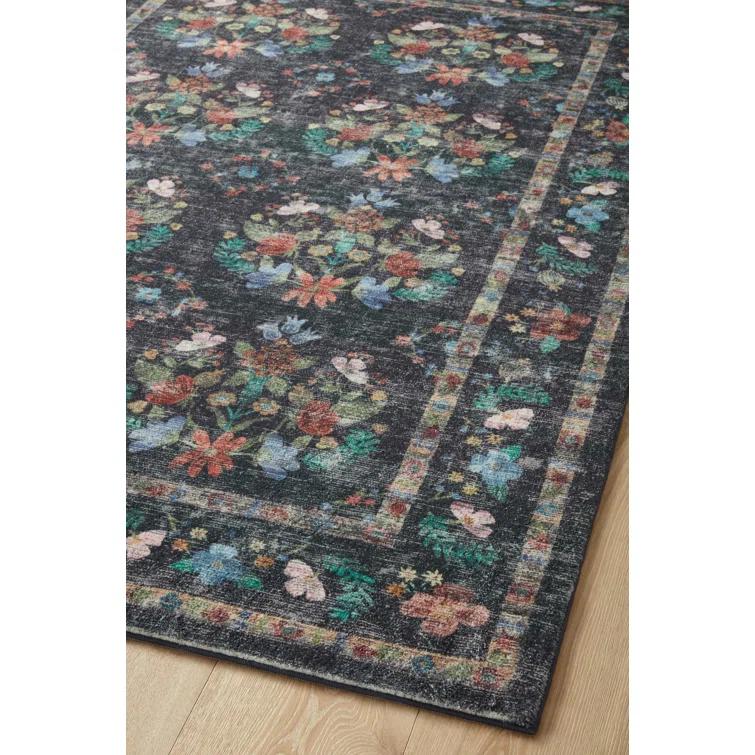 Rifle Paper Co. x Loloi Courtyard Charcoal Area Rug feat. CloudPile