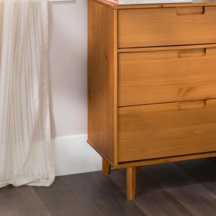 Yarber Groove 3 Drawer Solid Wood Chest