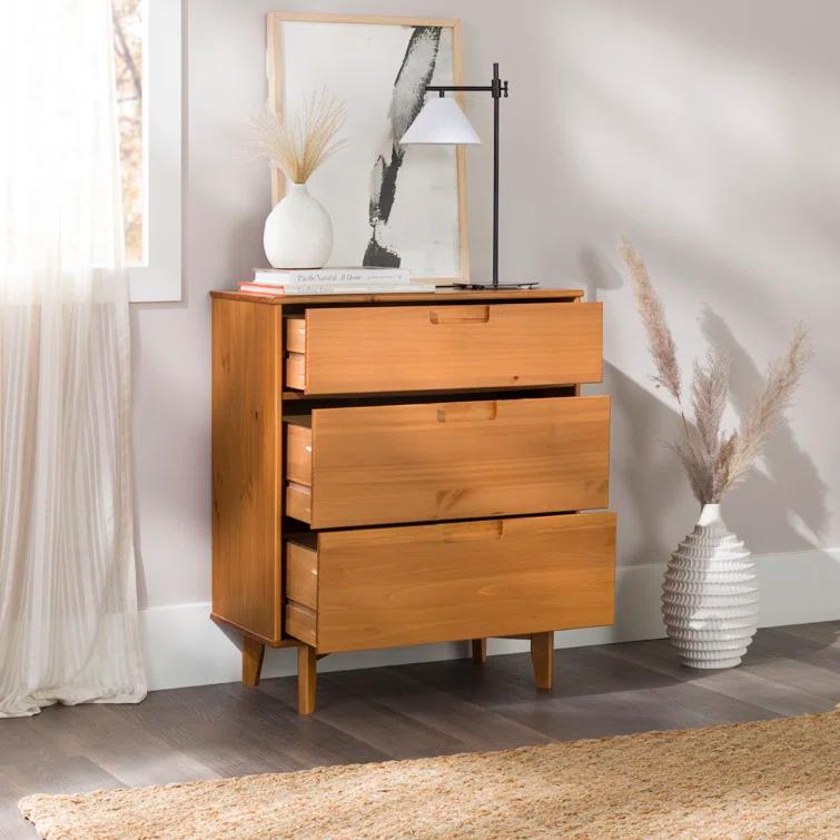Yarber Groove 3 Drawer Solid Wood Chest
