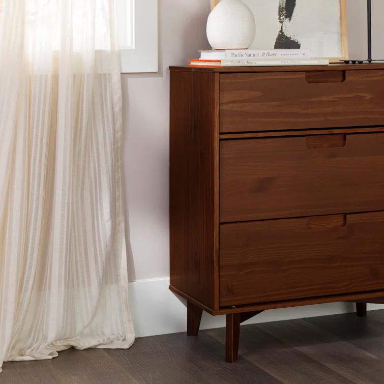 Yarber Groove 3 Drawer Solid Wood Chest