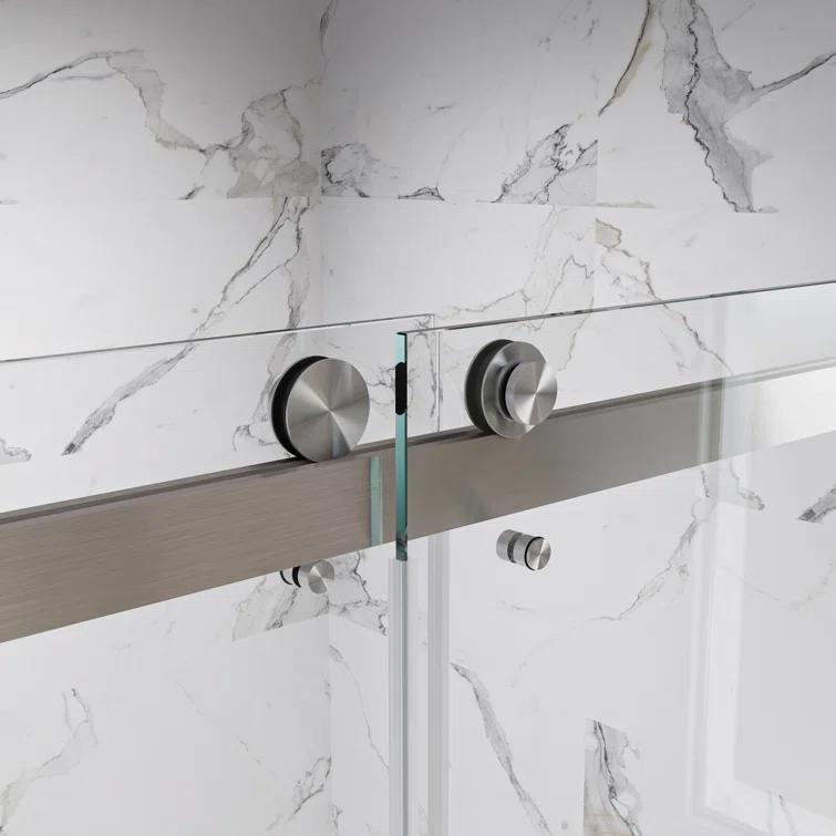 AZUPIN 60'' W 66'' H Frameless Rectangle Reversible Shower Enclosure AZ-DS01-6066-BR