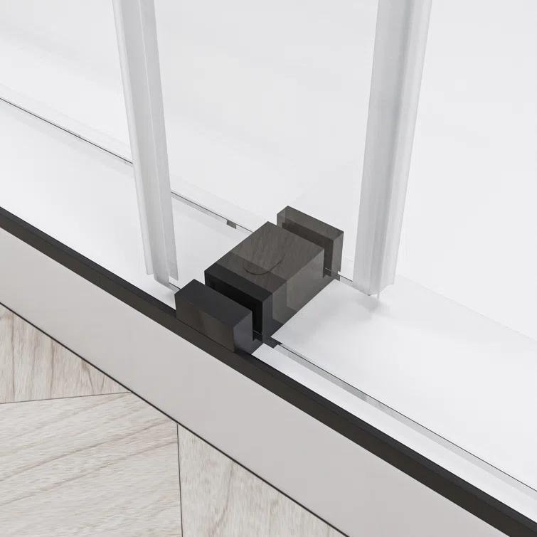 KOBIWORKS Kw03 60 In. W X 76 In. H Single Sliding Frameless Shower Door With 3/8 In. Clear Glass KW036076BL