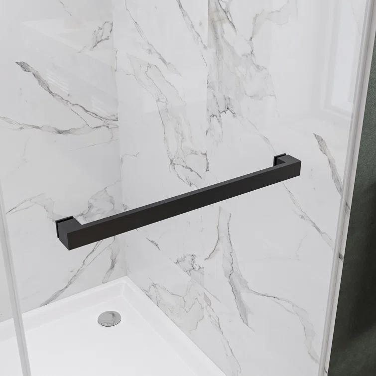 KOBIWORKS Kw03 60 In. W X 76 In. H Single Sliding Frameless Shower Door With 3/8 In. Clear Glass KW036076BL