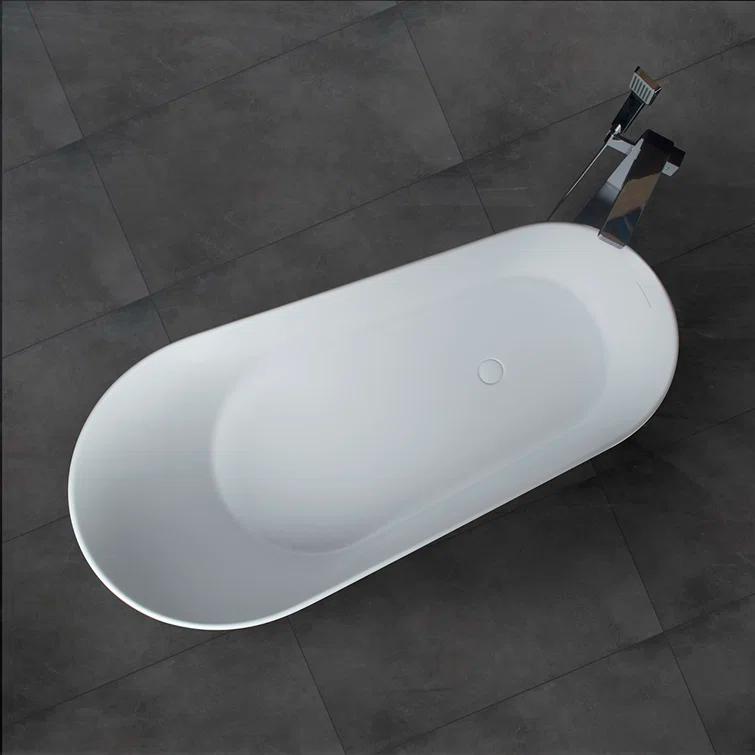 59'' x 30'' Freestanding Soaking Solid Surface Bathtub