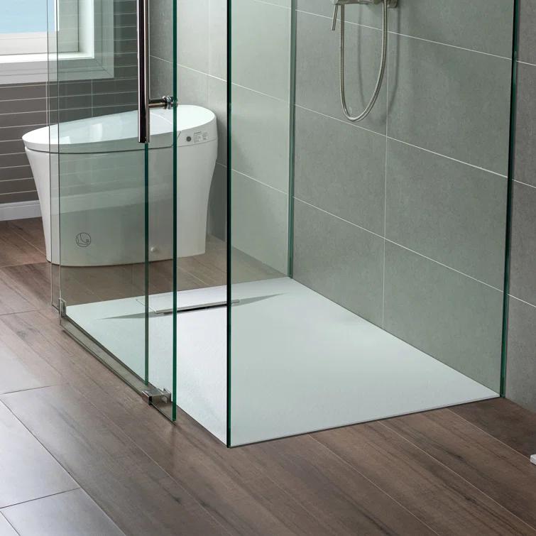 47.25" W x 35.4" D Solid Surface Rectangular Shower Base, Non-Slip, Low-Profile, Curbless, Wheelchair Accessible