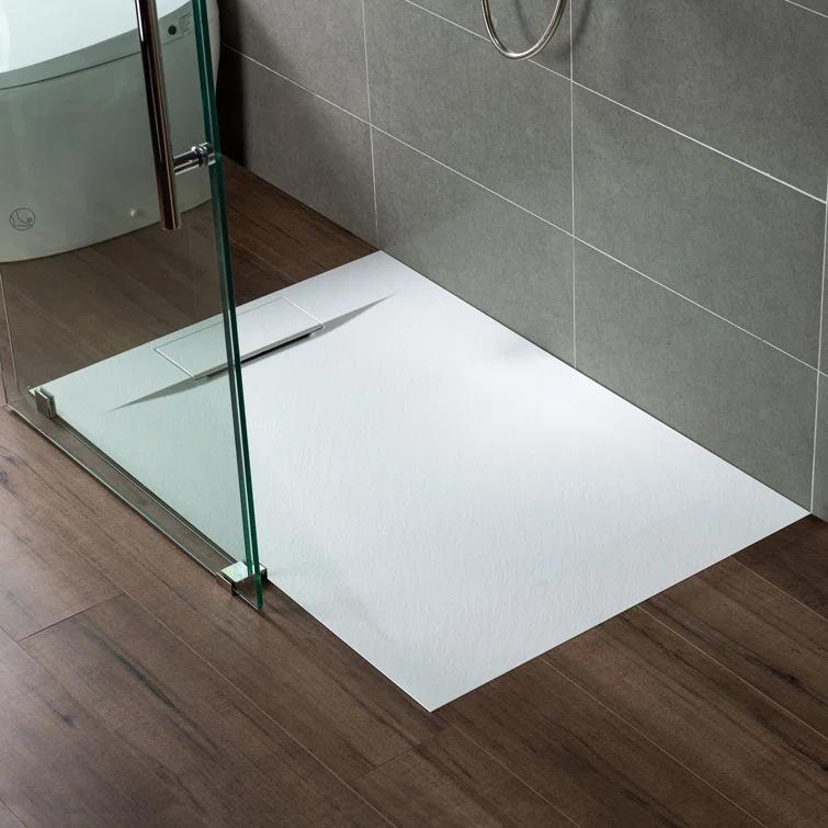 47.25" W x 35.4" D Solid Surface Rectangular Shower Base, Non-Slip, Low-Profile, Curbless, Wheelchair Accessible