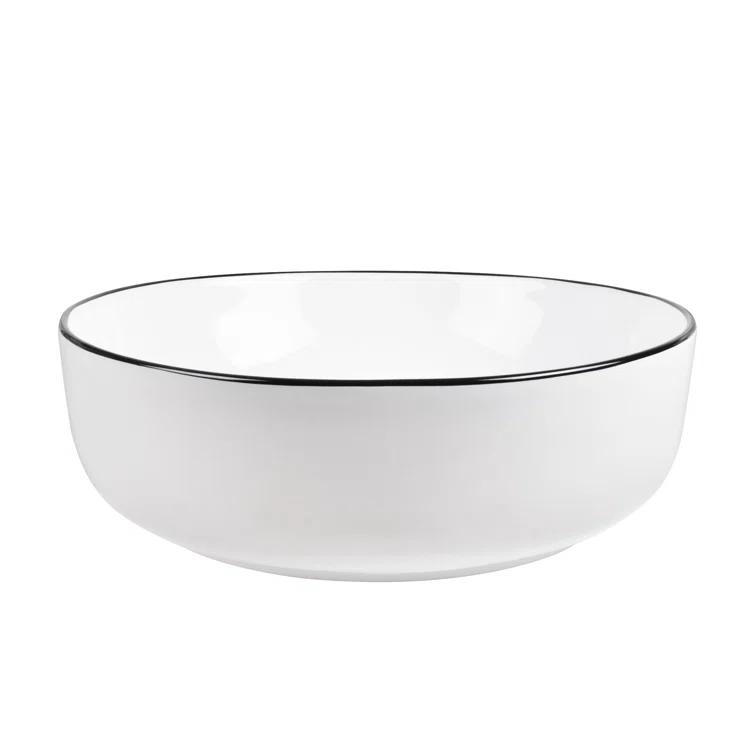 DeerValley Symmetry 16'' Circular White/Black Ceramic Vessel Bathroom Sink