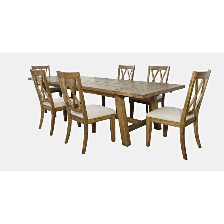 Fahrettin - Person Extendable Pine Solid Wood Solid Wood Top Trestle Dining Set