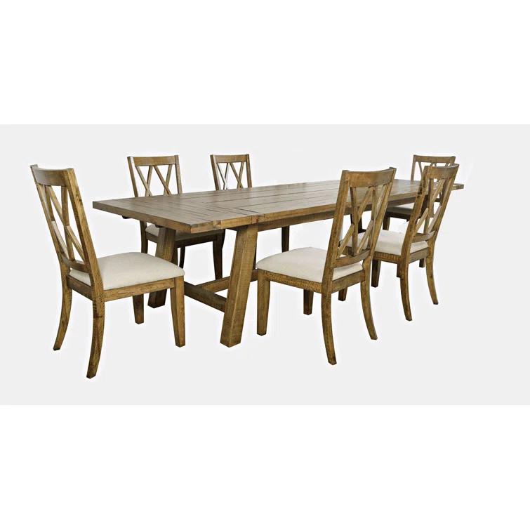 Fahrettin - Person Extendable Pine Solid Wood Solid Wood Top Trestle Dining Set