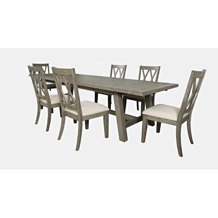 Fahrettin - Person Extendable Pine Solid Wood Solid Wood Top Trestle Dining Set