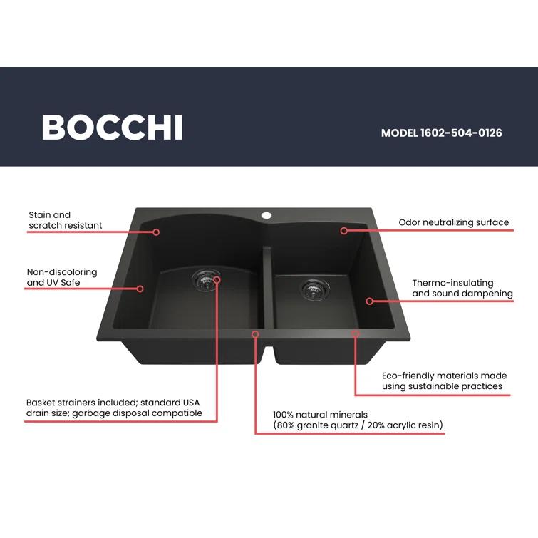 Campino 33'' L Double Bowl Granite Kitchen Sink