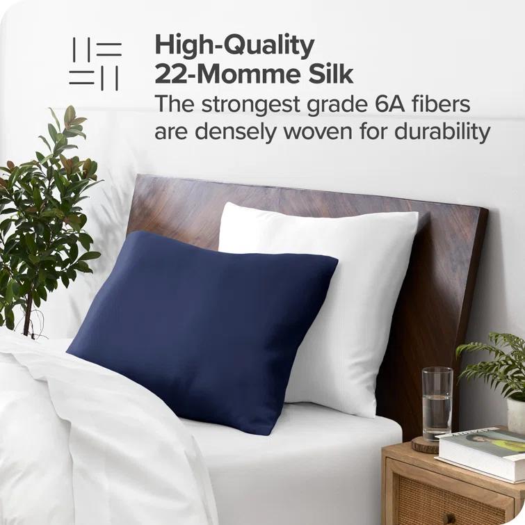Bare Home 100% Mulberry Silk Pillowcase Zipper Closure