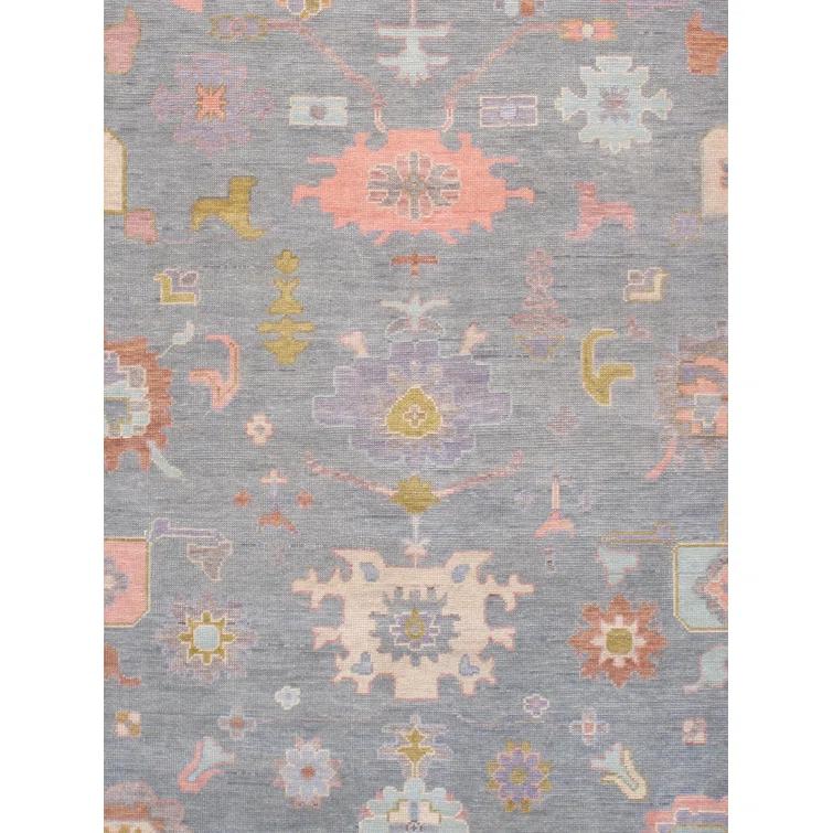 Pasargad Oushak Hand-Knotted Wool Light Blue/Orange Area Rug
