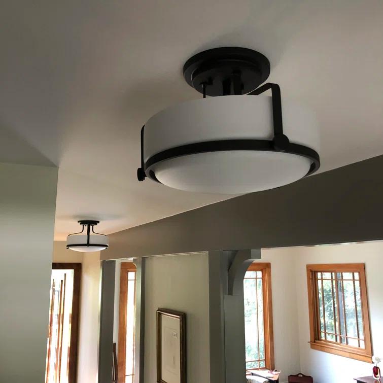 Harper 14.5-in 3-Light Semi-Flush Mount Retro Ceiling Light
