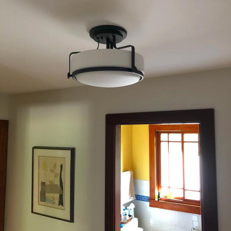 Harper 14.5-in 3-Light Semi-Flush Mount Retro Ceiling Light