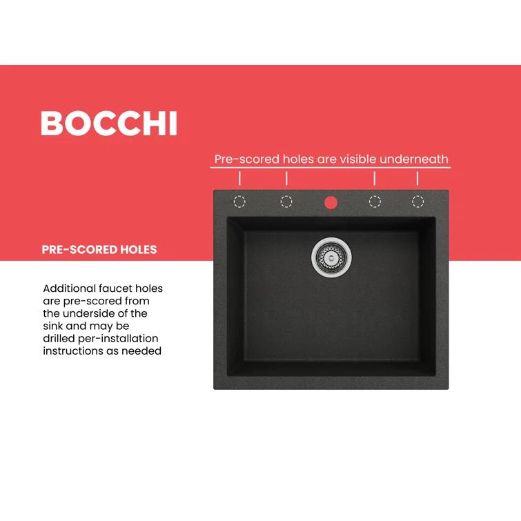 BOCCHI Campino 24'' L Single Bowl Granite Kitchen Sink 1606-505-0126