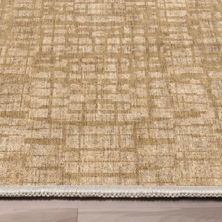 Nuzzo Nightscape Modern Geometric Flat-Weave Beige Area Rug