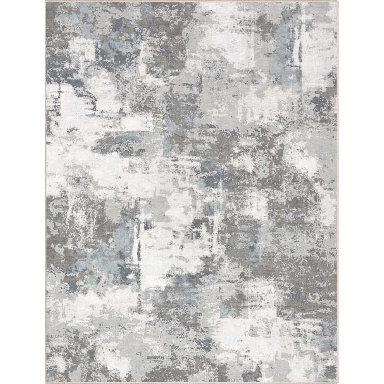 Nuzzo Marrakech Mid-Century Modern Brushstroke Flat-Weave Gray Area Rug