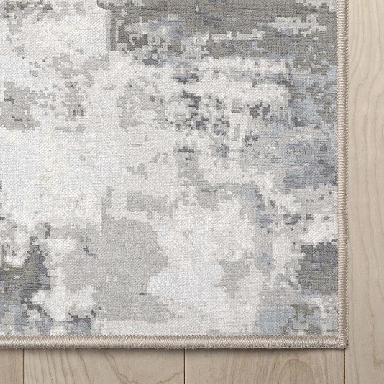 Nuzzo Marrakech Mid-Century Modern Brushstroke Flat-Weave Gray Area Rug