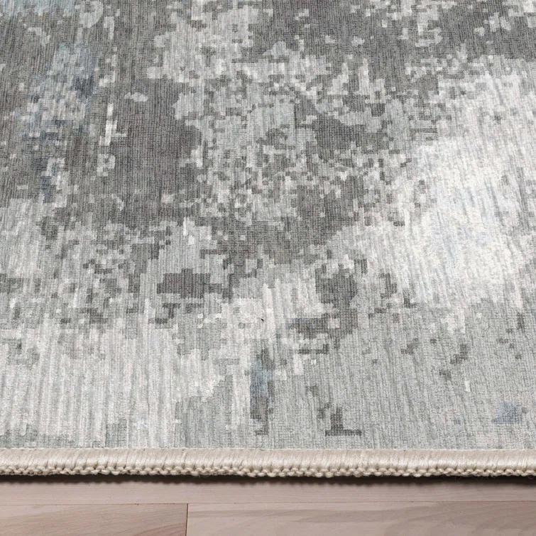 Nuzzo Marrakech Mid-Century Modern Brushstroke Flat-Weave Gray Area Rug